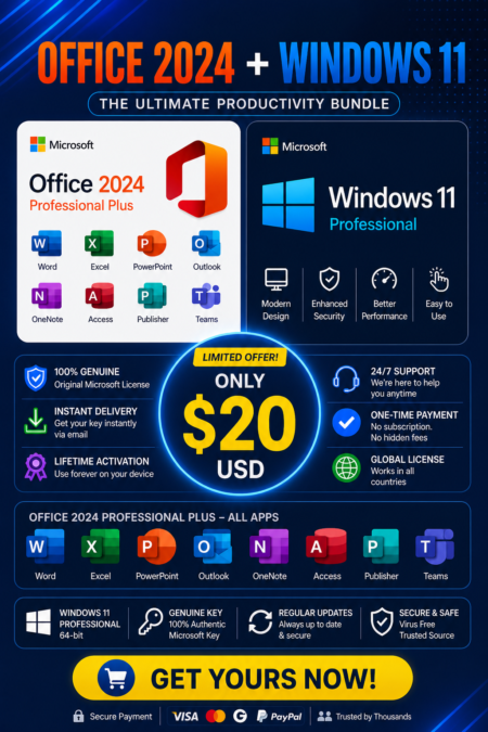 Windows 11 Pro License Key – Instant Delivery Office 2024 Pro Plus Key – Lifetime License